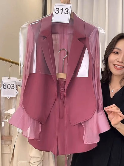 Summer suit shorts suit for women 2023 new high-end small fragrance casual thin sun protection suit two-piece set