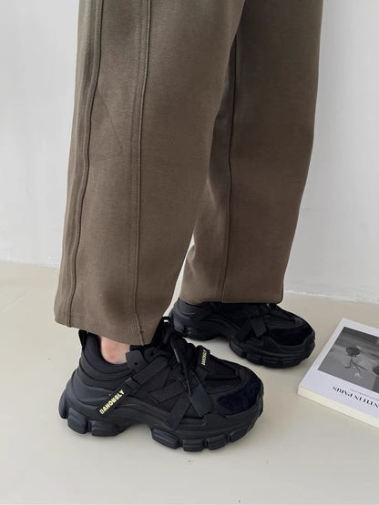 Korean version of new daddy shoes for women 2023 thick soles to increase height and show feet small casual hot style internet celebrity casual soft sole sports shoes