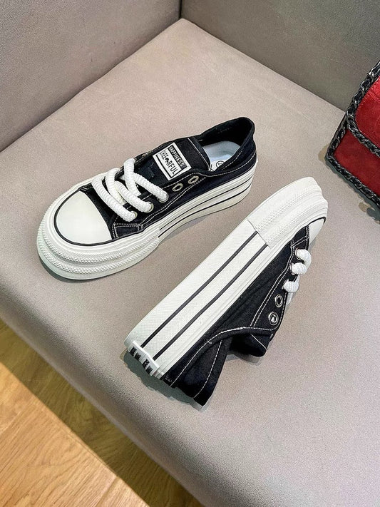 Uncle MJ net red color matching canvas shoes women's new Korean version casual fashion all-match sneakers two wear small white shoes