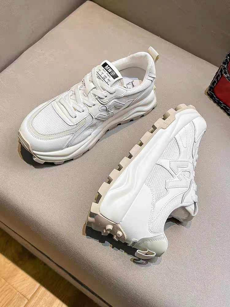 Uncle MJ Thick Bottom Non-slip Sports Shoes Women's New Mesh Surface Breathable Comfortable Casual Shoes Genuine Daddy Shoes Trendy