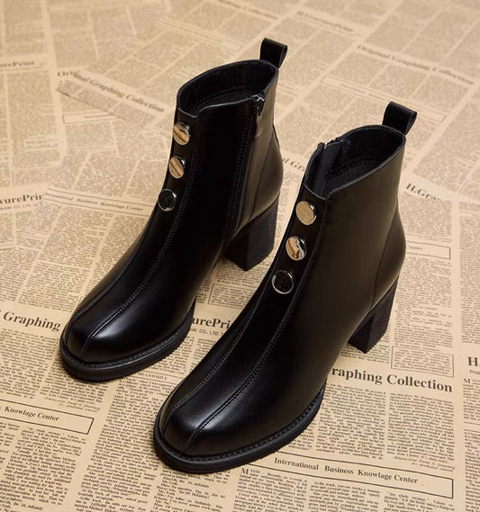 High-heeled short boots for women 2023 new versatile spring and autumn boots thin medium heel thick heel autumn and winter women's boots Martin boots