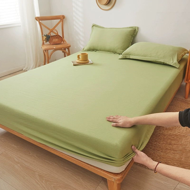Bed sheet single piece washed cotton and linen bedspread 2023 new bed sheet Simmons mattress dustproof protective cover full package non-slip