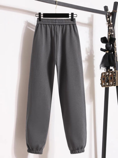 Gray sweatpants for women in autumn and winter 2023 new loose large size and trendy brand leggings for small people, harem pants and sweatpants