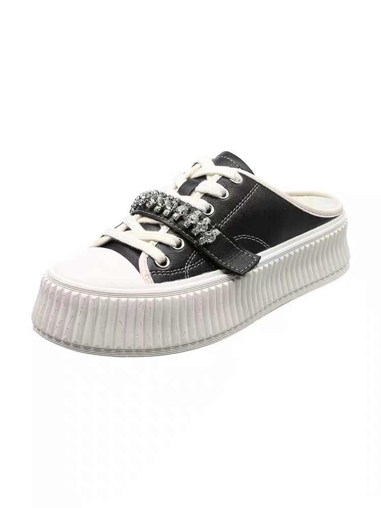 Uncle MJ Lazy Baotou Half Slippers Women's Summer New Outerwear Casual Fashion Versatile Heelless Sneakers Trend
