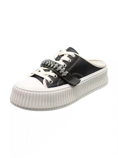 Uncle MJ Lazy Baotou Half Slippers Women's Summer New Outerwear Casual Fashion Versatile Heelless Sneakers Trend