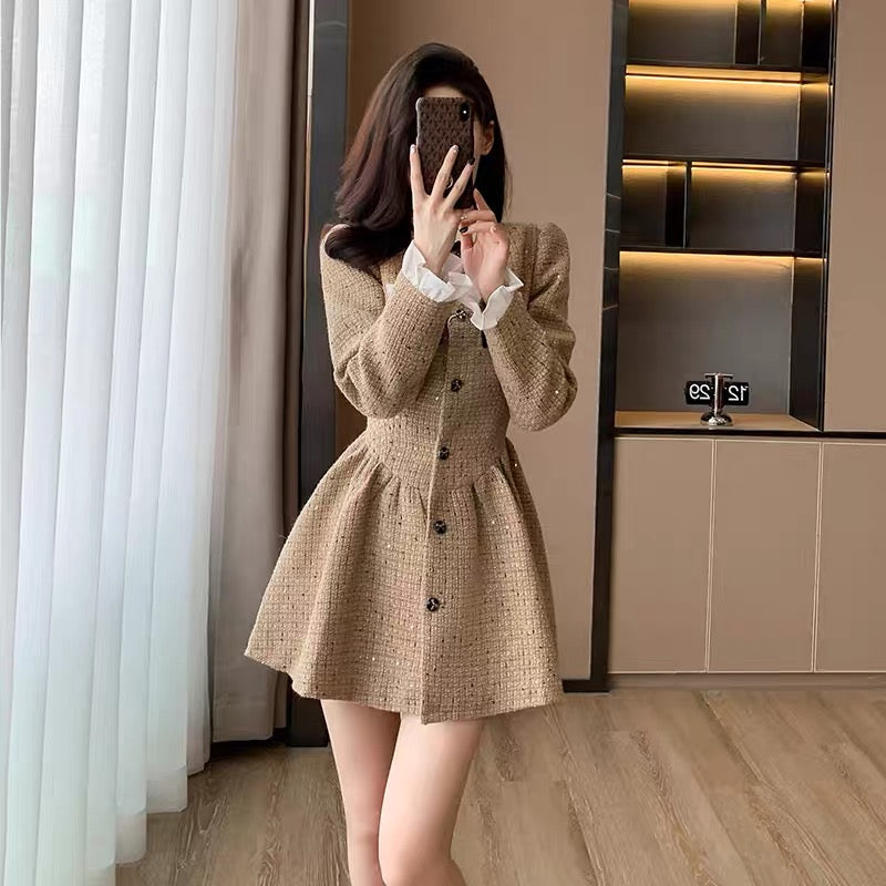 Autumn women's 2023 new style high-end light luxury small fragrance dress slimming French niche long-sleeved skirt