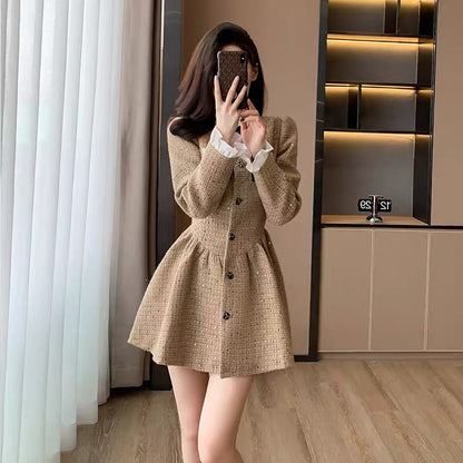 Autumn women's 2023 new style high-end light luxury small fragrance dress slimming French niche long-sleeved skirt