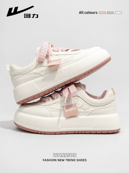 Pull back white shoes for women 2024 spring new student ins versatile thick-soled niche shoes casual sports bread shoes