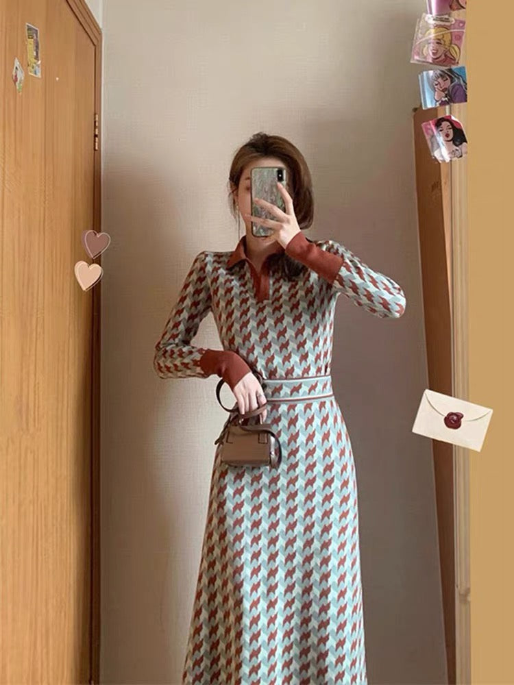 Knitted suit 2023 new spring fashion fashion goddess style high-end slimming skirt two-piece set T3481