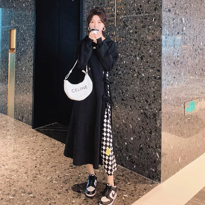 Chic design splicing dress for women autumn 2023 new Korean style fashion goddess Fansen skirt