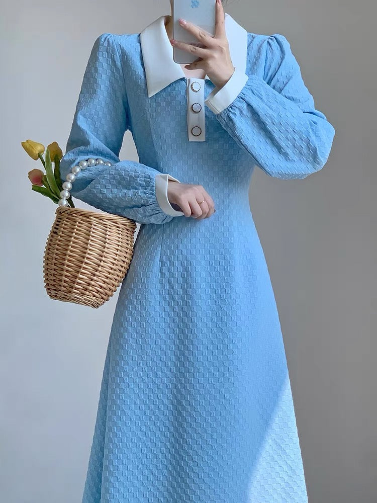 Autumn women's clothing 2023 new French waist slimming high-end light luxury sweet small fresh early autumn dress