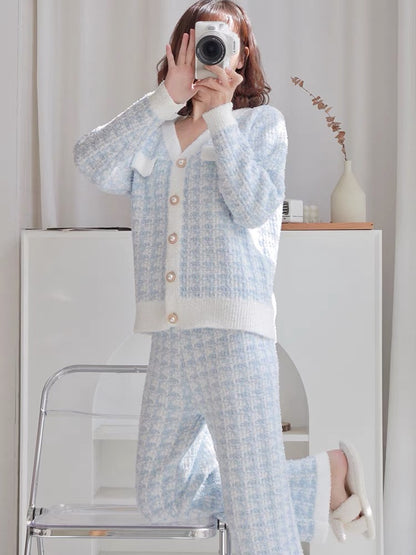 Blogger's tone is gentle and elegant~shui women's autumn and winter small fragrance style coral velvet ins suit (B4912)