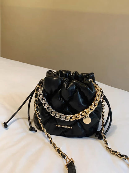 Nanfeng xMECCO KERNA Paris Sleepless Bucket Bag Women's Spring Diamond Chain Hand-held Shoulder Messenger Bag