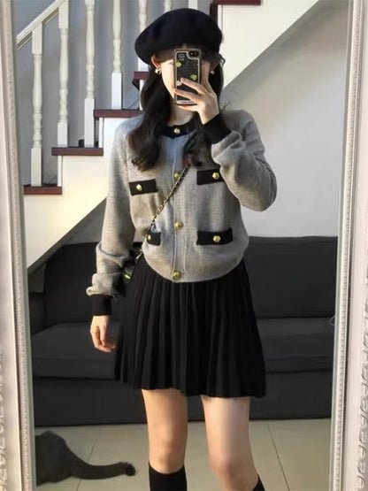Autumn French temperament small fragrant wind sweater jacket jacket skirt salt system light cooked two-piece suit casual all-match