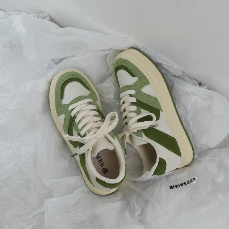 MISS home olive yellow green original niche design small white shoes women's 2023 spring and autumn all-match canvas shoes sneakers