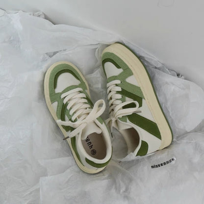 MISS home olive yellow green original niche design small white shoes women's 2023 spring and autumn all-match canvas shoes sneakers
