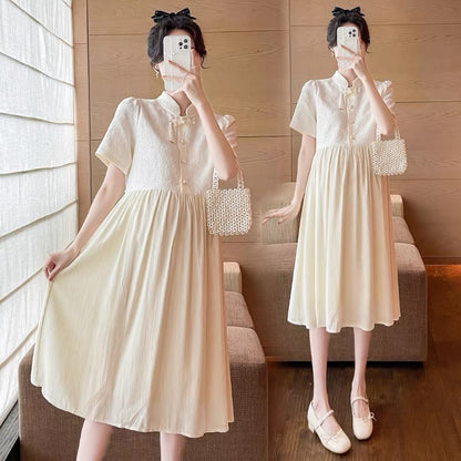 2023 Fashionable New Maternity Summer Dress Temperament Fashionable Improved Cheongsam Summer Small Summer Dress