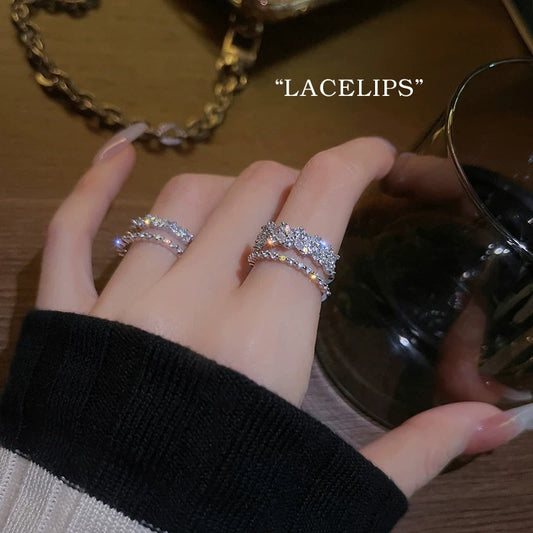 Starlight between fingers ~ Light luxury niche exquisite zircon ring for women cold style high-end design ring 2023 new style