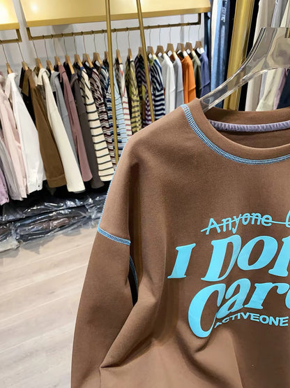 [Real-life shot from Xiao Ai's shop] Loose-fitting, retro, American-style relaxed crew-neck sweatshirt.