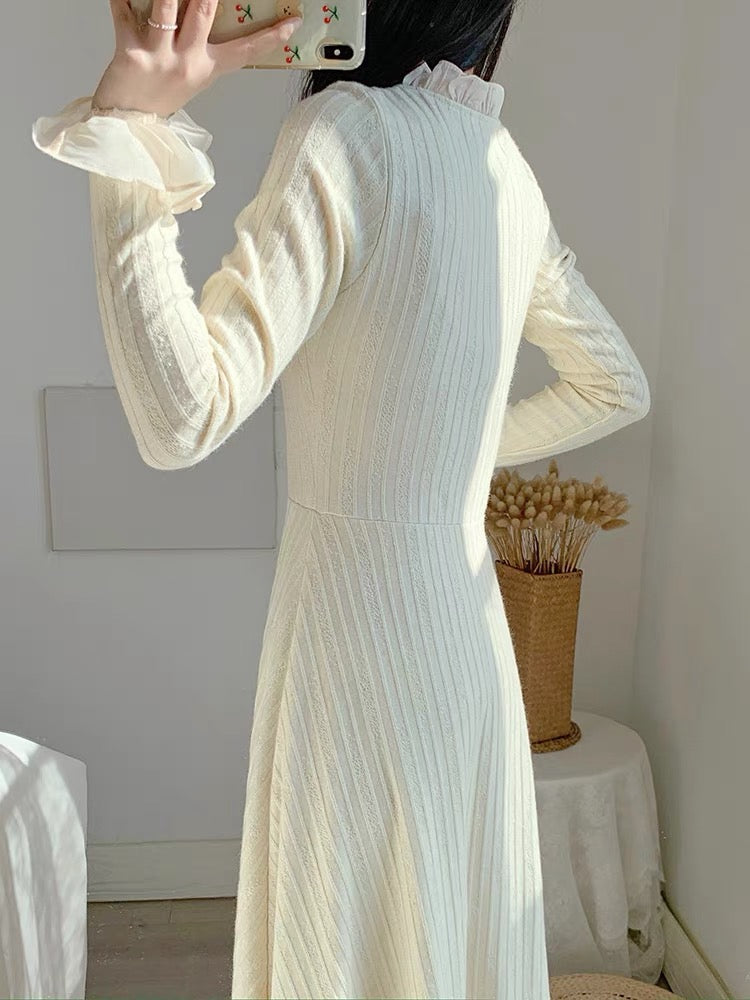 Nihuo Autumn Clothing 2023 New Women's Skirt Slim-fitting French Design Niche Retro Bottoming Knitted Dress