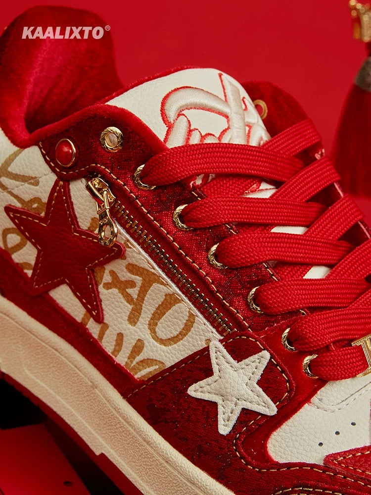 Kaalixto New Year limited edition star shoes sneakers national trend autumn and winter new men and women fashionable versatile casual low-top shoes