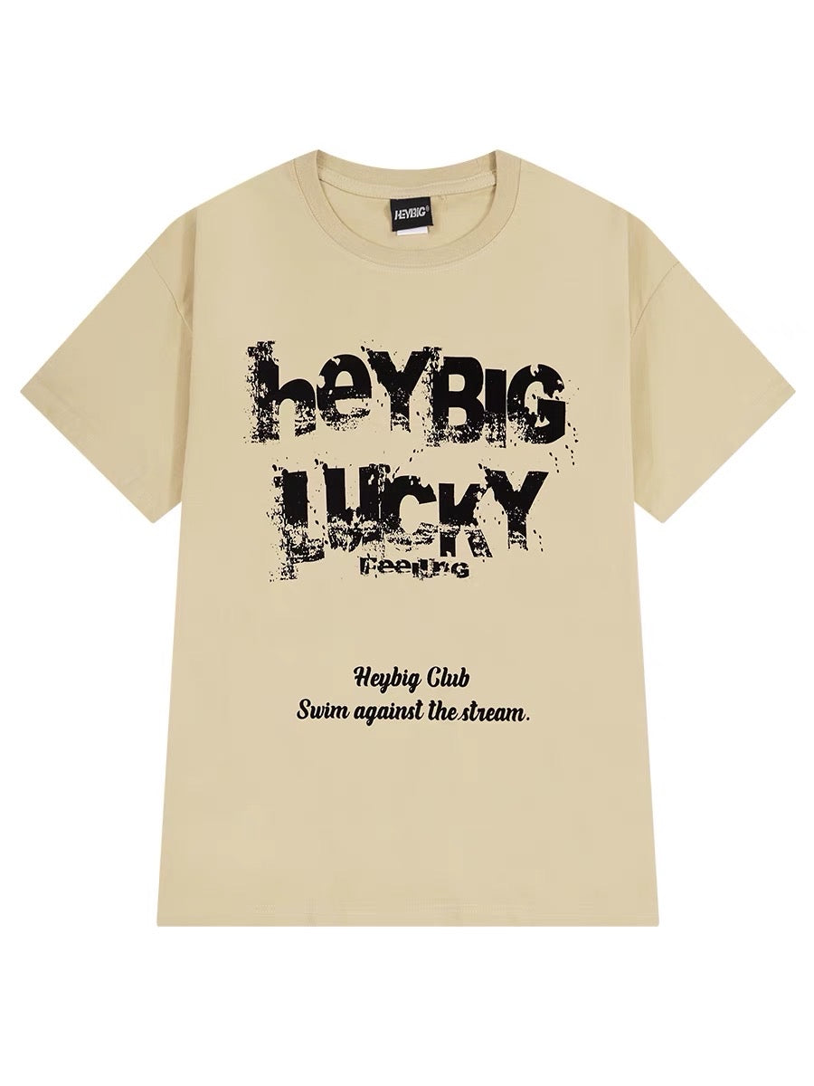 Summer 2023 new heavy cotton loose short-sleeved t-shirt men's trend American retro all-match half-sleeved ins top
