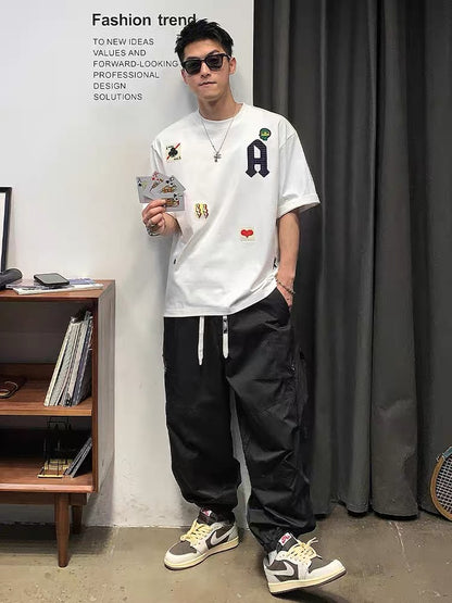 Xu Tailang American fashion brand trend short-sleeved T-shirt men's summer Korean version handsome versatile half-sleeved 2023 new T-shirt
