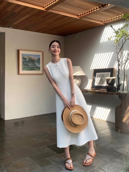 Pusumede high-grade vest dress female new French temperament long skirt sleeveless waist texture skirt