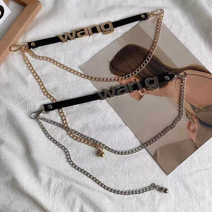 Belt for women with versatile design letter decoration chain girdle with suit dress retro fashion ins belt
