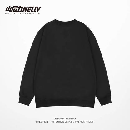 ins sweatshirt men's spring and autumn loose trendy brand ins bear print round neck men's autumn tops bf style