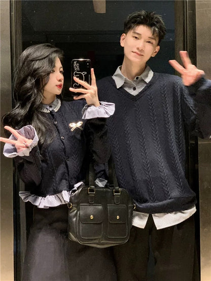 Couple wear autumn and winter 2023 new ins super hot sweater for men and women Korean version loose French sweater jacket trendy brand