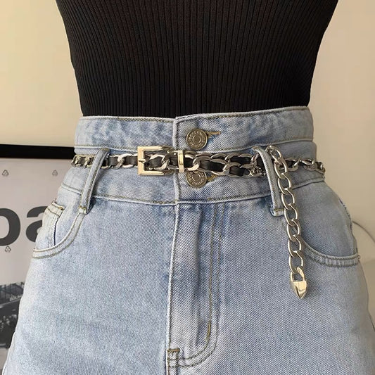 Chain women summer new versatile fashion with jeans trendy contrasting color jk dress accessories ins style belt