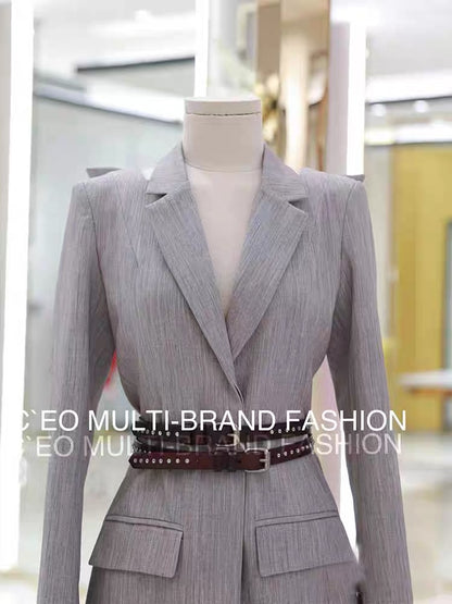 2023 Spring and Autumn New Women's Fragrance Style High-end French Niche Design Pink Suit Backless Dress