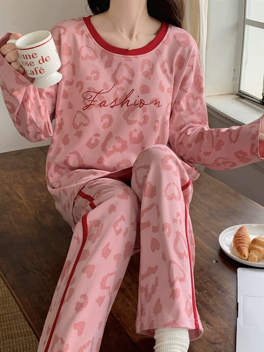Pajamas for women, spring and autumn pure cotton long-sleeved with chest pad, 2023 new autumn and winter casual loving home clothes