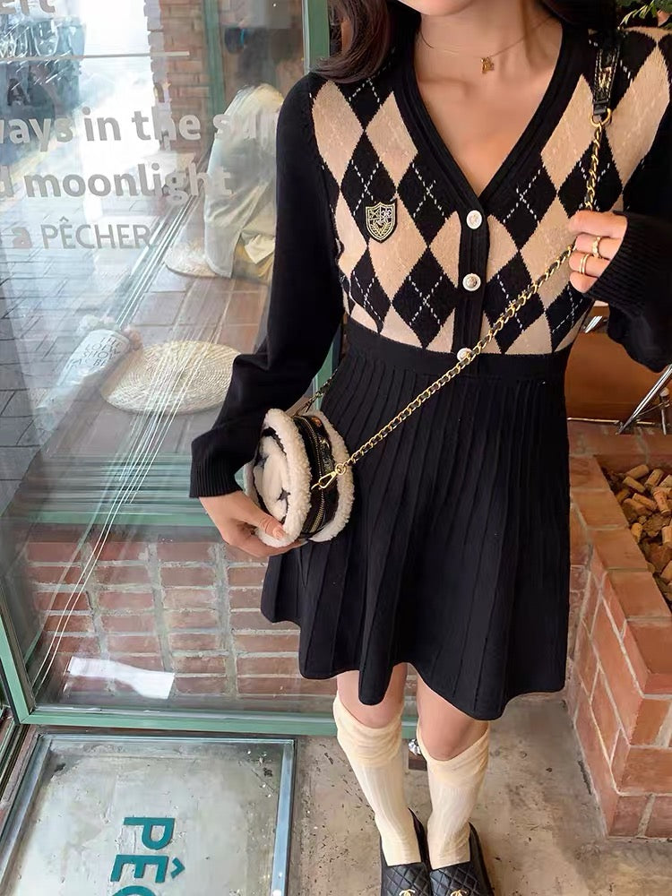Zhang Daren plus size women's clothing can be salty or sweet age-reducing knitted skirt fat mm vitality playful college style slimming dress