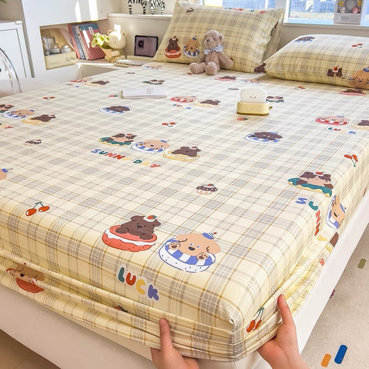 A-grade mother and baby grade pure cotton fitted sheet, single piece, pure cotton mattress protector, bed cover, dust cover, bed cover, 1.5 three-piece set