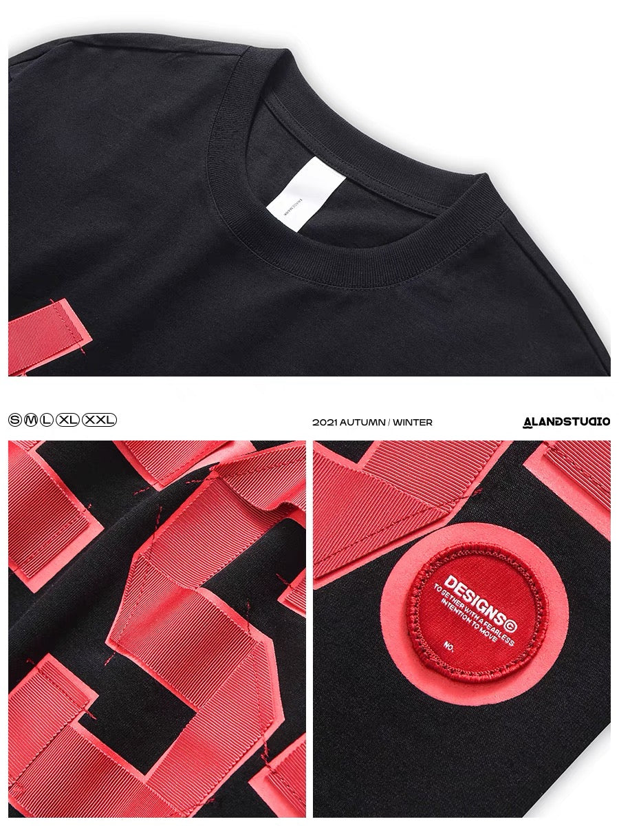 Xu Tailang fashion short-sleeved T-shirt men's ins trend summer fashion brand Hong Kong style design top loose three-quarter sleeve T-shirt