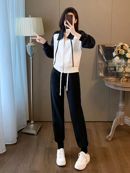 Internet celebrity street sports and leisure suit for women spring and autumn 2023 new fashion age-reducing temperament sweatshirt and sweatpants two-piece set