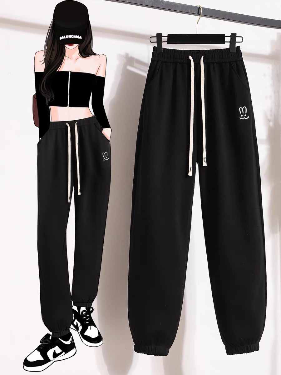 Gray sweatpants for women in autumn and winter 2023 new loose large size and trendy brand leggings for small people, harem pants and sweatpants