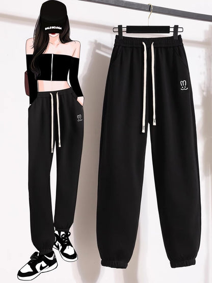 Gray sweatpants for women in autumn and winter 2023 new loose large size and trendy brand leggings for small people, harem pants and sweatpants