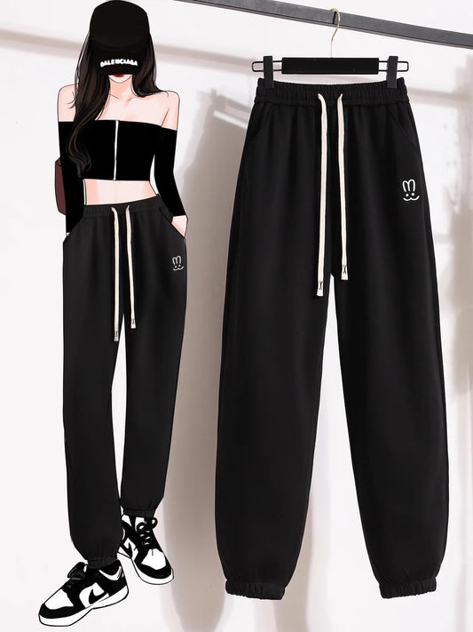 Gray sweatpants for women in autumn and winter 2023 new loose large size and trendy brand leggings for small people, harem pants and sweatpants