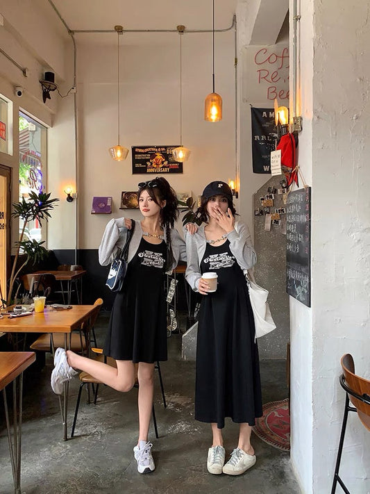 Ms. Zhang's plus size women's clothing slim design simple waist mid-length dress long-sleeved bestie sweatshirt autumn (D309)