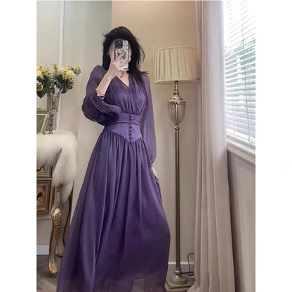 European Station 2023 Spring and Autumn New Style British Style Socialite Royal Sister High-end Fashionable Long Skirt Dress