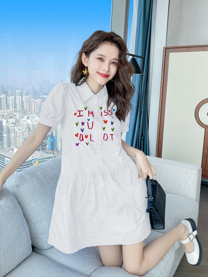 New summer 2024 white shirt dress French style small size early summer popular beautiful temperament skirt female summer