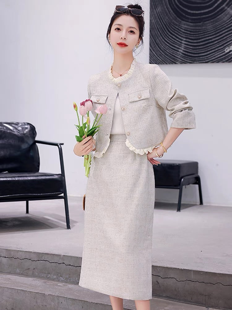 Xiaoxiangfeng suit dress 2023 new hot style women's autumn fashion temperament high-end suit two-piece dress (S0412)