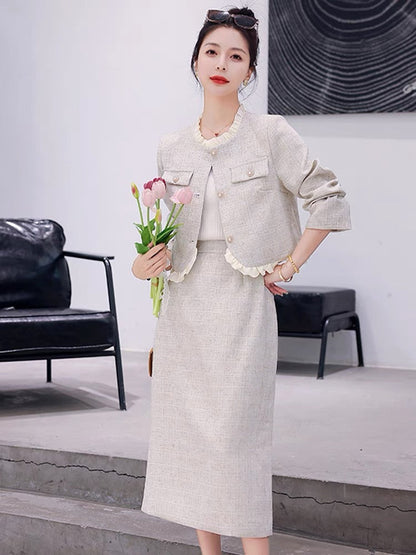 Xiaoxiangfeng suit dress 2023 new hot style women's autumn fashion temperament high-end suit two-piece dress (S0412)