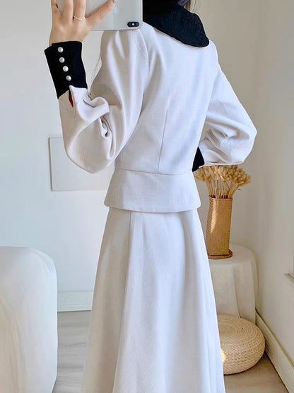 Autumn 2023 new women's skirt French style light and mature style waist slimming high-end suit dress