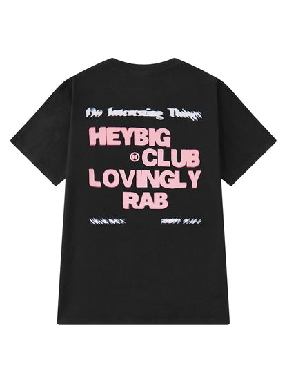 Summer cartoon creative print short-sleeved T-shirt for men and women oversize cotton bottoming shirt loose half-sleeved T-shirt