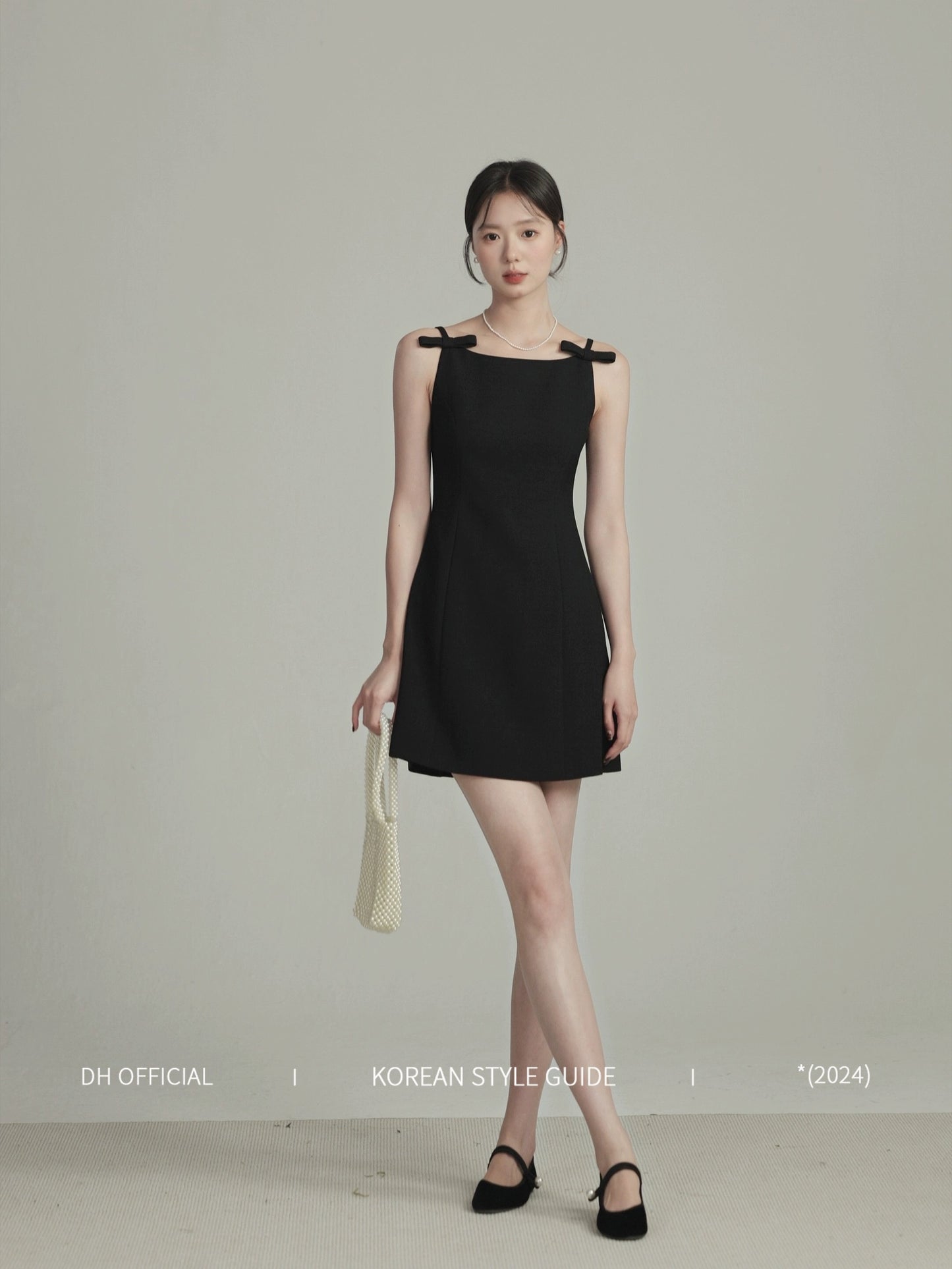 DH OFFICIAL Big Flower [Miss] Design Butterfly Suspender Little Black Dress Female Korean Lady Temperament Dress
