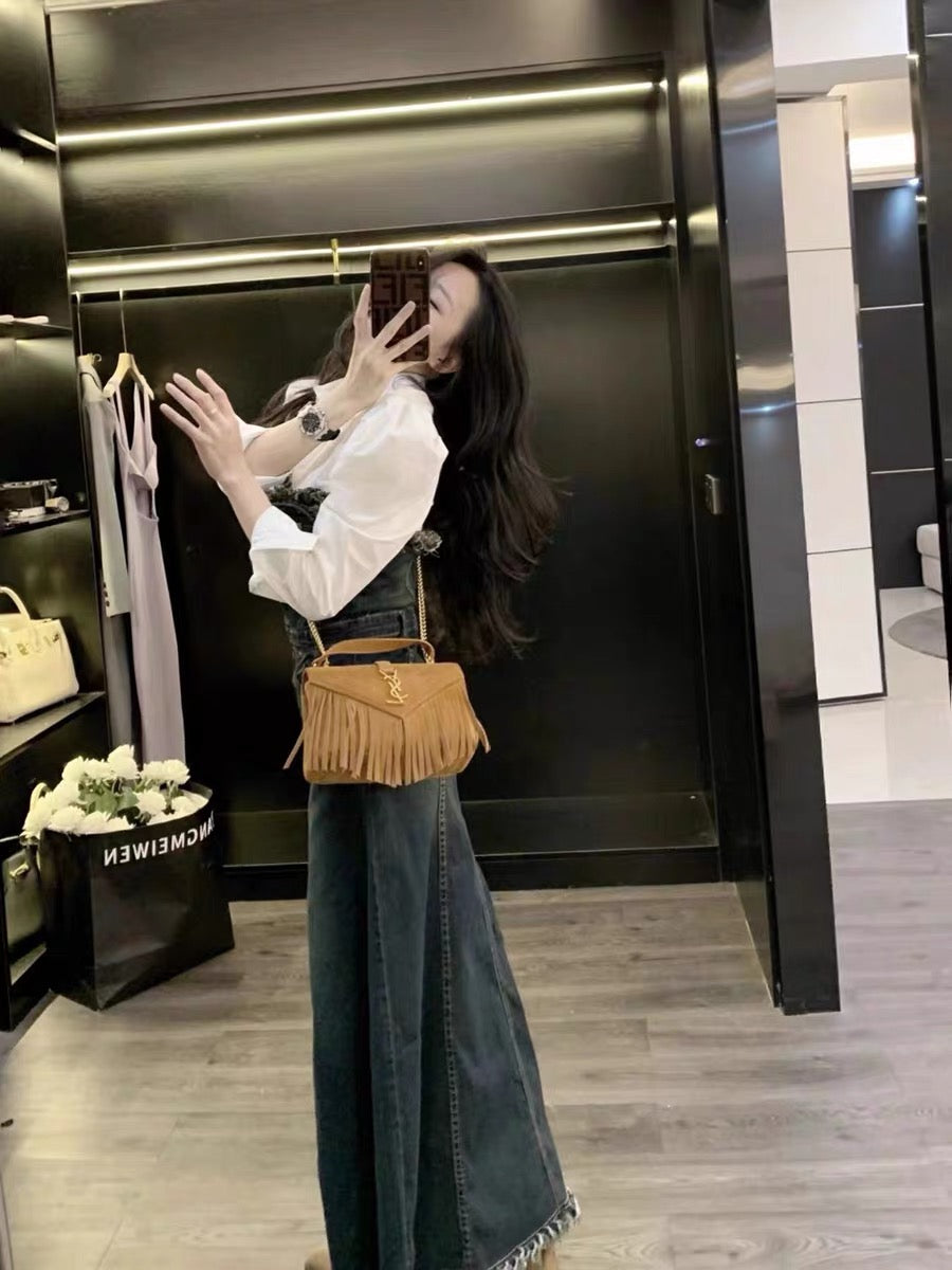 Dress spring women's 2023 new high-end design niche temperament age-reducing long denim skirt (S0958)